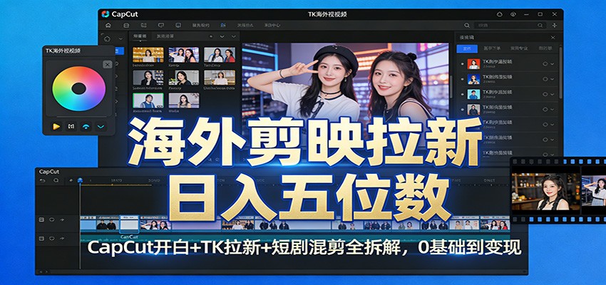 海外剪映拉新日入五位数：CapCut开白+TK拉新+短剧混剪全拆解，0基础到变现-Scorpio丨网创
