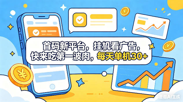 首码新平台，挂G自动看广告，快来吃第一波肉，每天单机30+，可矩阵放大【揭秘】-Scorpio丨网创