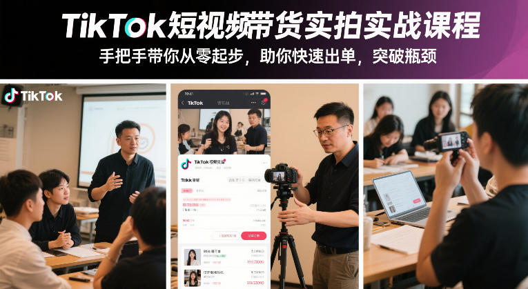 TikTok短视频带货实拍实战课程，手把手带你从零起步，助你快速出单，突破瓶颈-Scorpio丨网创