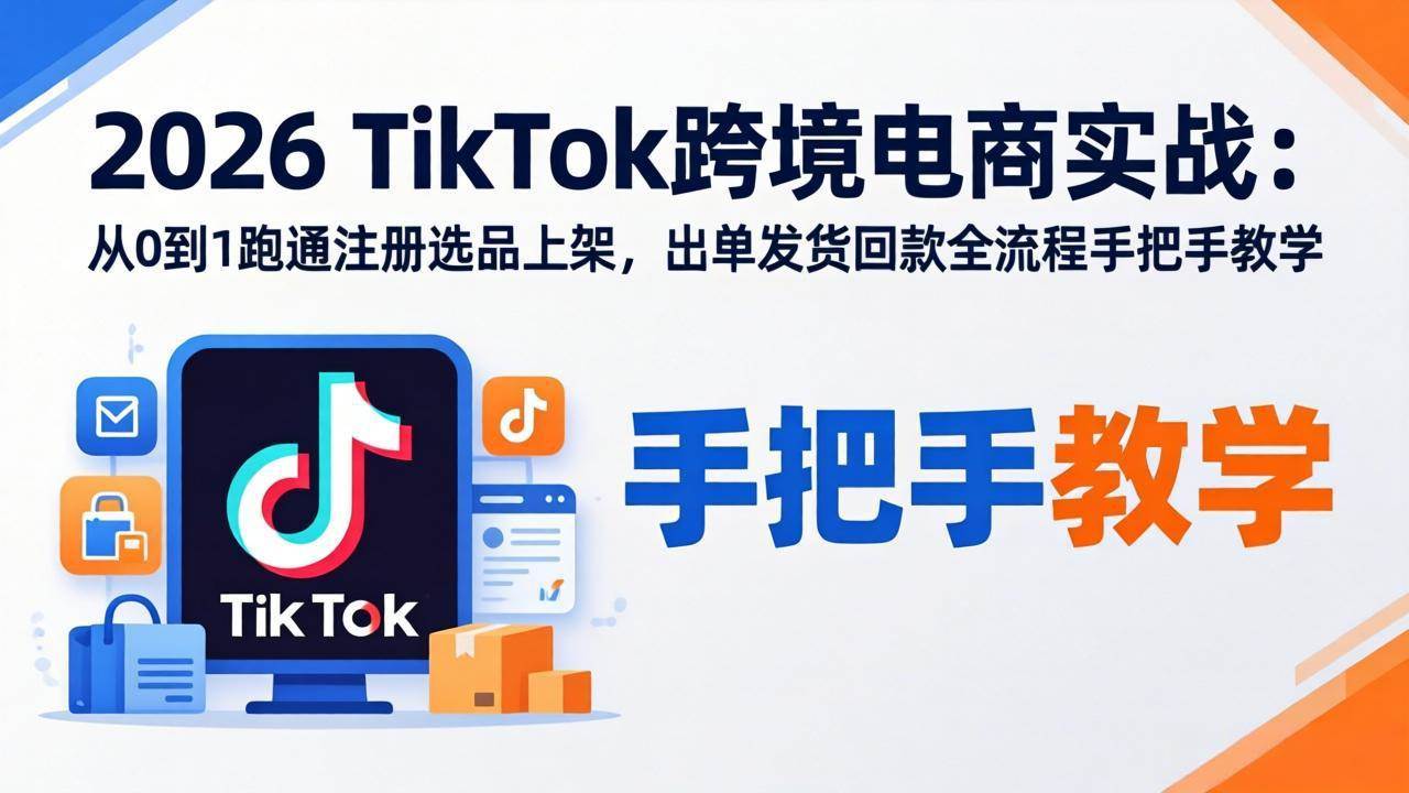 （17850期）2026TikTok跨境电商实战：从0到1跑通注册选品上架，出单发货回款全流程手把手教学-Scorpio丨网创