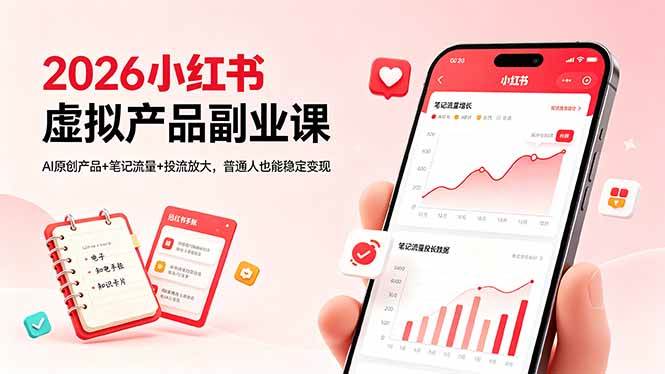 （18449期）2026小红书虚拟产品副业课，AI原创产品+笔记流量+投流放大，普通人也能稳定变现-Scorpio丨网创