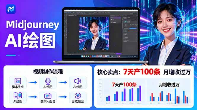 (16049期)AI绘图照片开口说话视频制作:Midjourney+数字人,7天产100条月增收过万-Scorpio丨网创