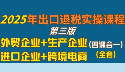 2025年出口退税实操课程,外贸企业+生产企业+进口企业+跨境电商-Scorpio丨网创