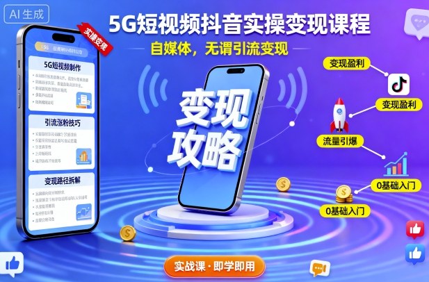 5G短视频抖音实操变现课程,自媒体,无谓引流变现-Scorpio丨网创