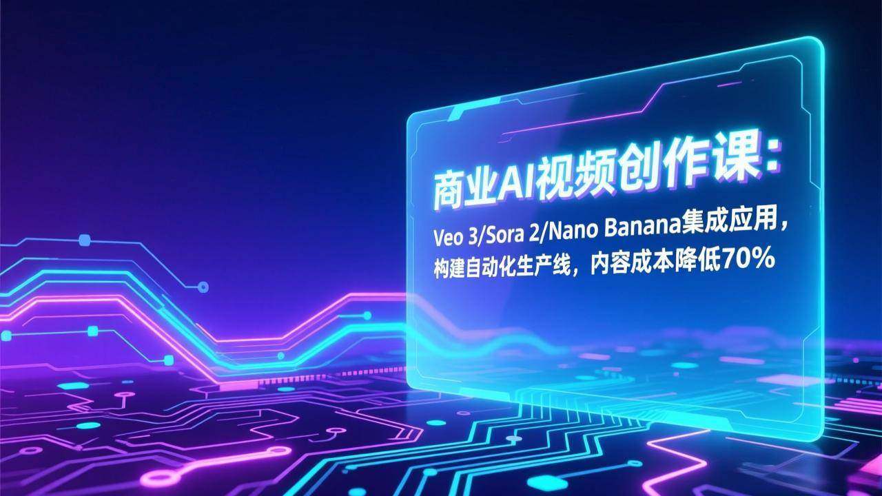 （17070期）商业AI视频创作课：Veo 3/Sora 2/Nano Banana集成应用，构建自动化生产线，内容成本降低70%-Scorpio丨网创