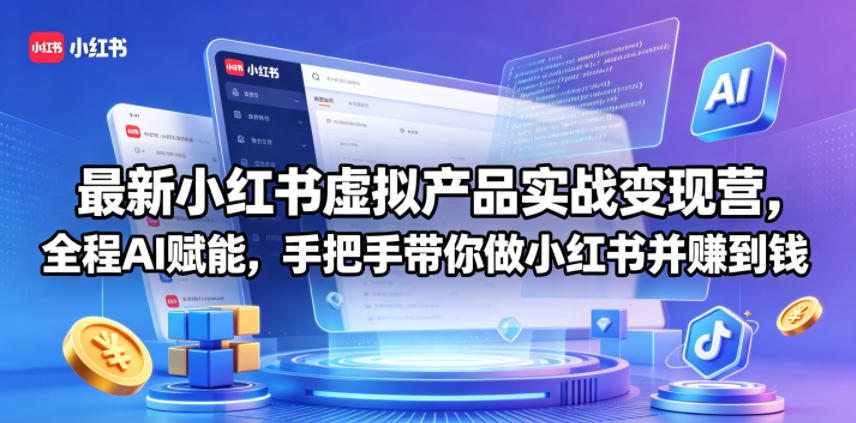 最新小红书虚拟产品实战变现营，全程AI赋能，手把手带你做小红书并赚到钱-Scorpio丨网创