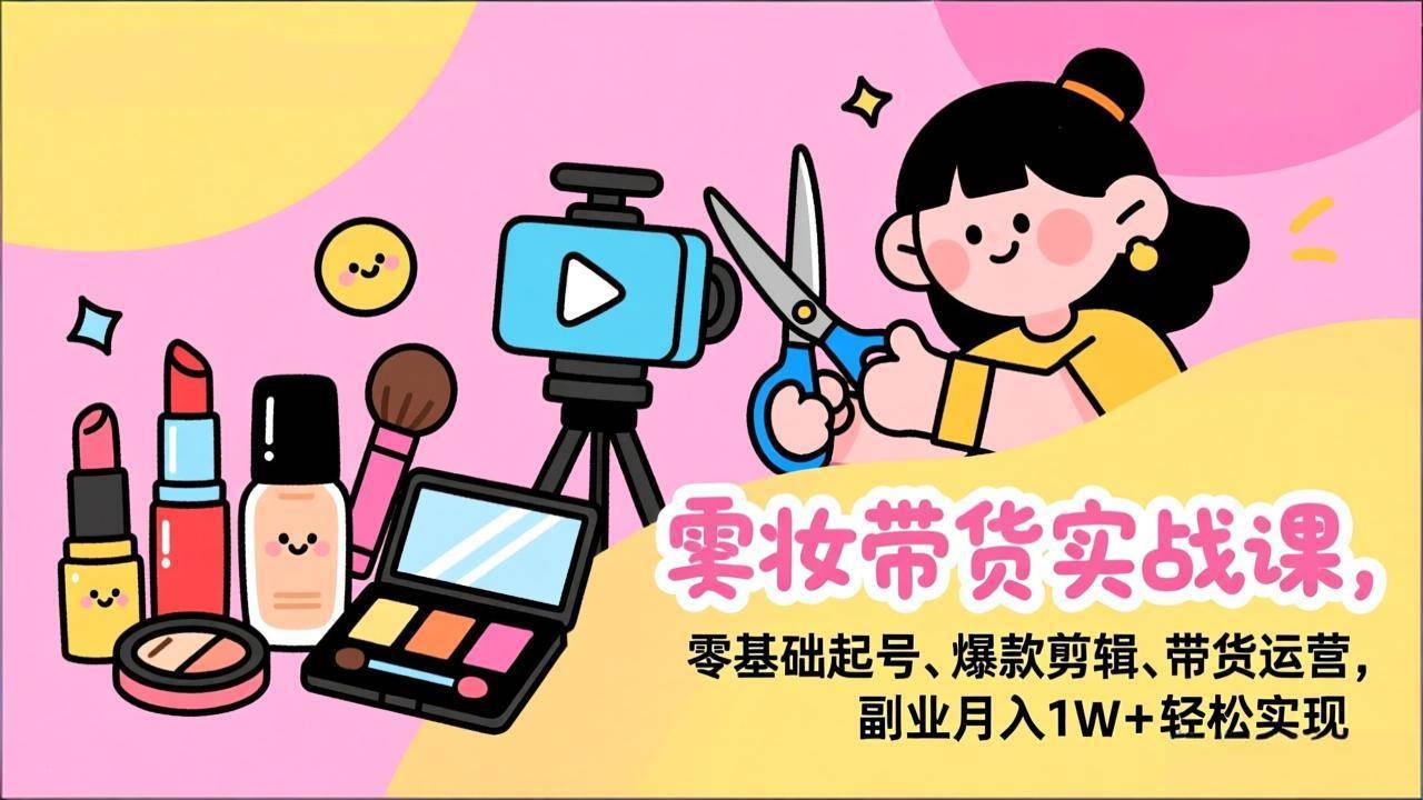 (17189期)美妆带货实战课,零基础起号、爆款剪辑、带货运营,副业月入1W+轻松实现-Scorpio丨网创