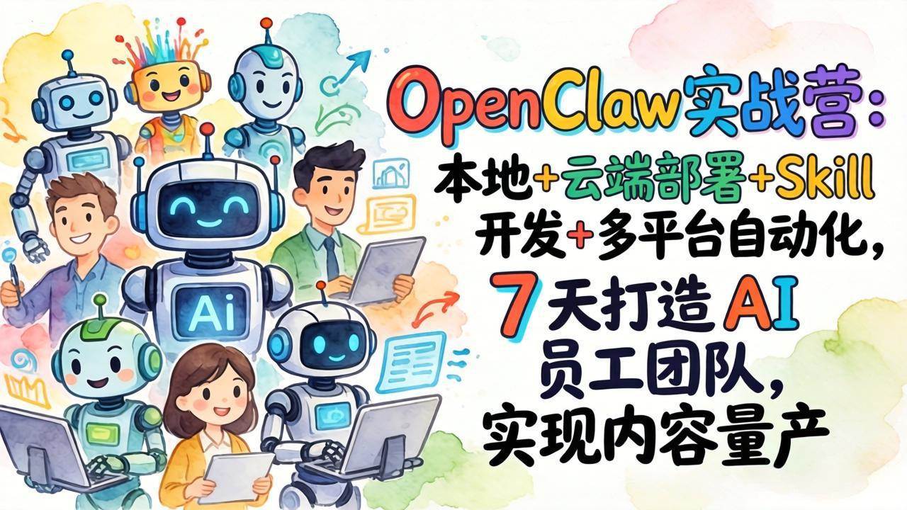 (17626期)OpenClaw实战营:本地+云端部署+Skill开发+多平台自动化,7 天打造 AI 员工团队,实现内容量产-Scorpio丨网创