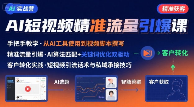 AI+短视频引爆精准客户实战营，手把手教你引爆Ai短视频精准流量-Scorpio丨网创