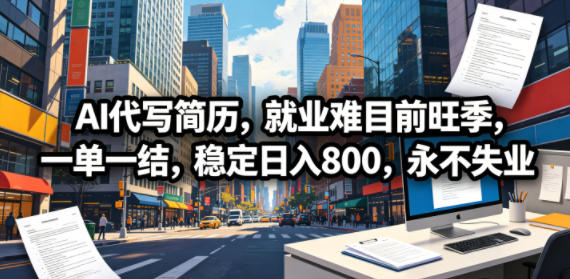 AI代写简历,就业难目前旺季,一单一结,稳定日入800,永不失业-Scorpio丨网创