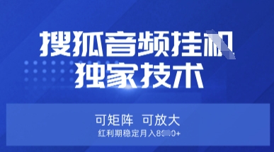 【搜狐音频挂G】独家技术，可矩阵可放大，红利期稳定月入8k【揭秘】-Scorpio丨网创