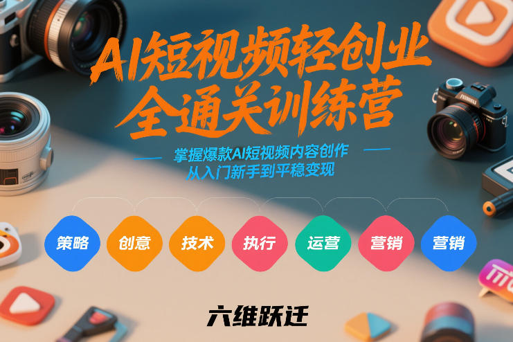 AI短视频轻创业全通关训练营，掌握爆款AI短视频内容创作，从入门新手到平稳变现的六维跃迁-Scorpio丨网创