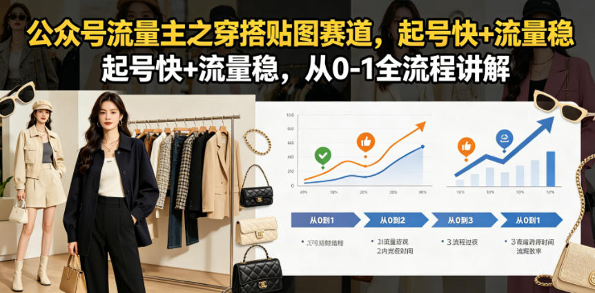 公众号流量主之穿搭贴图赛道，起号快+流量稳，从0-1全流程讲解-Scorpio丨网创