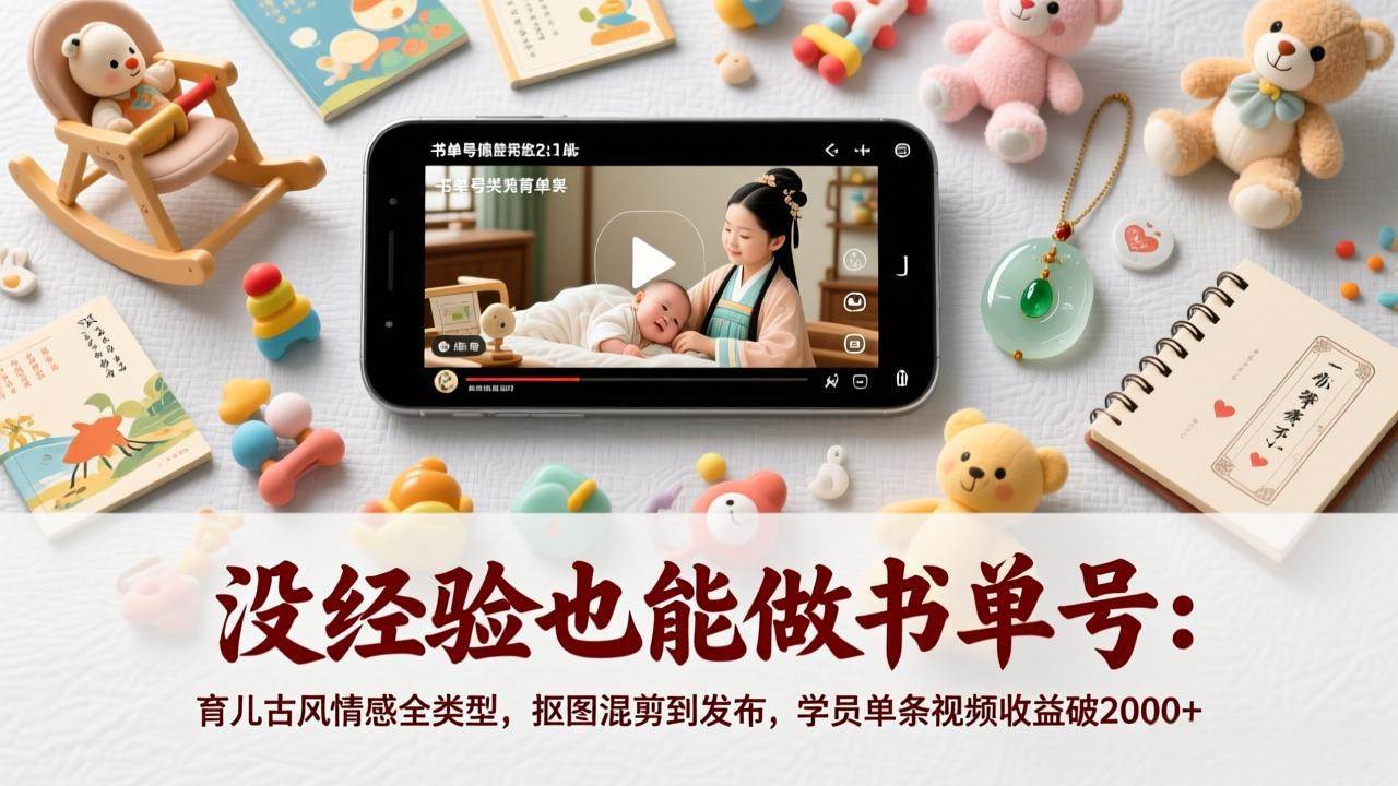 (17389期)没经验也能做书单号:育儿古风情感全类型,抠图混剪到发布,学员单条视频收益破2000+-Scorpio丨网创