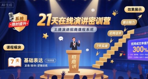 21天在线演讲密训营,王牌演讲招商课程系统-Scorpio丨网创