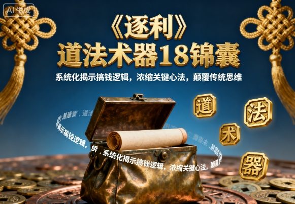 《逐利》道法术器18锦囊,系统化揭示搞钱逻辑,浓缩关键心法,颠覆传统思维-Scorpio丨网创