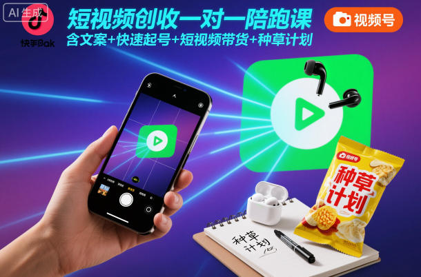 短视频创收一对一陪跑课，含文案+快速起号+短视频带货+种草计划-Scorpio丨网创