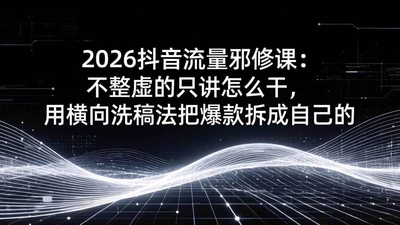 （17725期）2026抖音流量邪修课：不整虚的只讲怎么干，用横向洗稿法把爆款拆成自己的-Scorpio丨网创