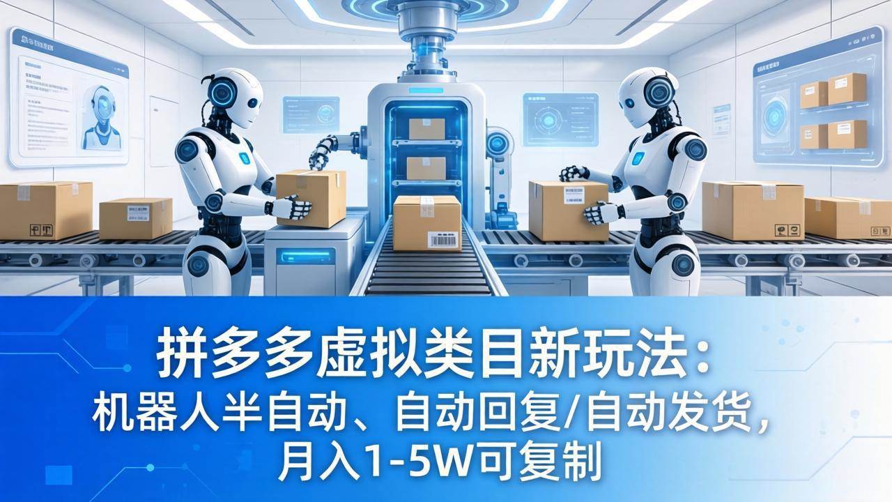 （18038期）拼多多虚拟类目新玩法：机器人半自动、自动回复 /自动发货，月入 1-5W 可复制-Scorpio丨网创