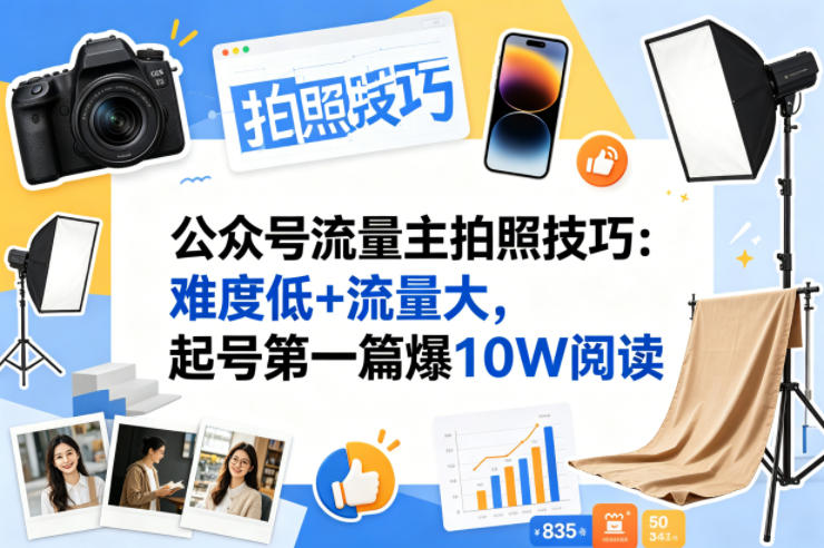 公众号流量主之拍照技巧赛道，难度低+流量大，起号第一篇就爆了10w阅读-Scorpio丨网创