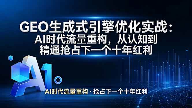 （17708期）GEO 生成式引擎优化实战：AI时代流量重构，从认知到精通抢占下一个十年红利-Scorpio丨网创