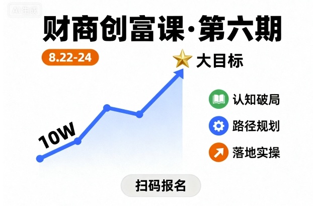 财商创富课第六期8月22-24号,如何从10W起步,一步步实现大目标-Scorpio丨网创