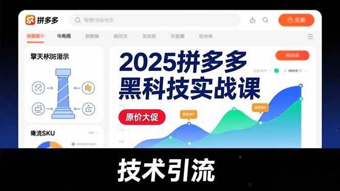 （16977期）2025拼多多黑科技实战课，擎天柱玩法、爆流SKU、原价大促，技术引流，单店日销轻松破千单-Scorpio丨网创