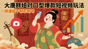 大唐胖妞对口型爆款短视频玩法,快速起千粉万粉号-Scorpio丨网创