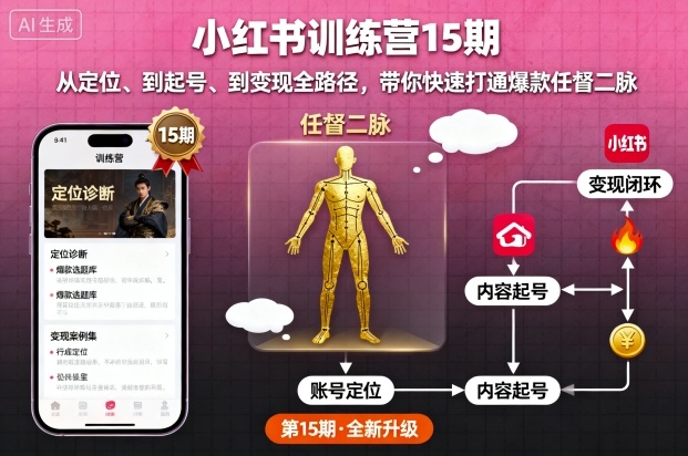 小红书训练营15期,从定位、到起号、到变现全路径,带你快速打通爆款任督二脉-Scorpio丨网创