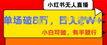 小红书无人直播，纯小白可做，有手就行，单场直播销售额破8w-Scorpio丨网创