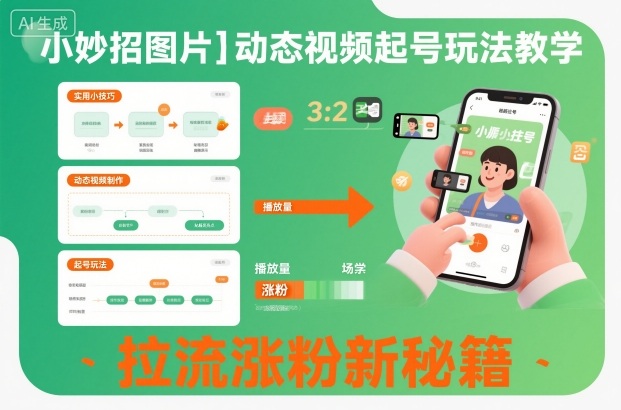 小妙招图片+动态视频起号玩法教学,拉流涨粉新秘籍-Scorpio丨网创
