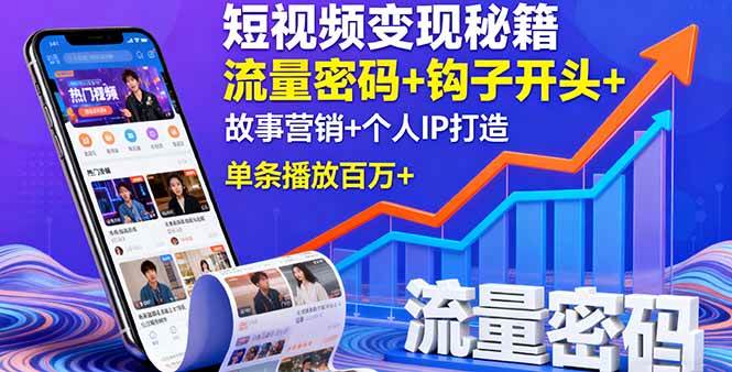 (16079期)短视频变现秘籍,流量密码+钩子开头+故事营销+个人IP打造,单条播放百万+-Scorpio丨网创