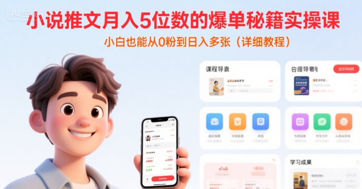 小说推文月入5位数的爆单秘籍实操课,,小白也能从0粉到日入多张(详细教程)-Scorpio丨网创