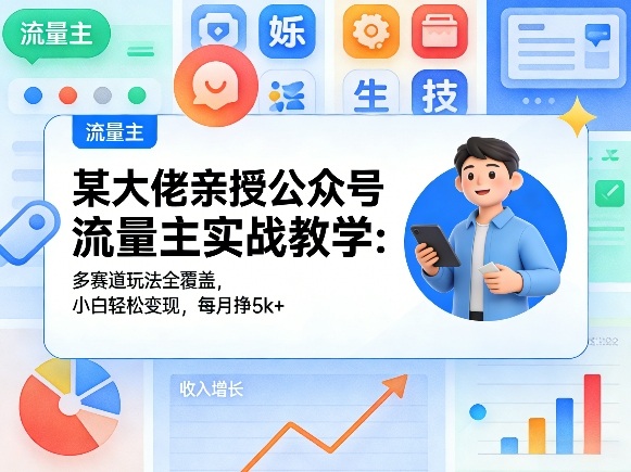 某大佬亲授公众号流量主实战教学:多赛道玩法全覆盖,小白轻松变现,每月多挣5k+-Scorpio丨网创