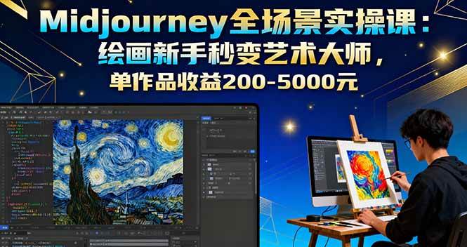 (16125期)Midjourney全场景实操课:绘画新手秒变艺术大师,单作品收益200-5000元-Scorpio丨网创