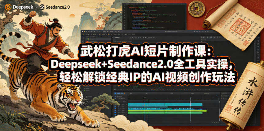 武松打虎AI短片制作课：Deepseek+Seedance2.0全工具实操，轻松解锁经典IP的AI视频创作玩法-Scorpio丨网创