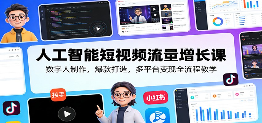 人工智能短视频流量增长课：数字人制作，爆款打造，多平台变现全流程教学-Scorpio丨网创