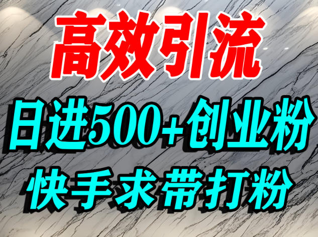 怎么打创业粉?快手求带视角精准引流创业粉,宝妈、学生群体日进500+精准流量-Scorpio丨网创