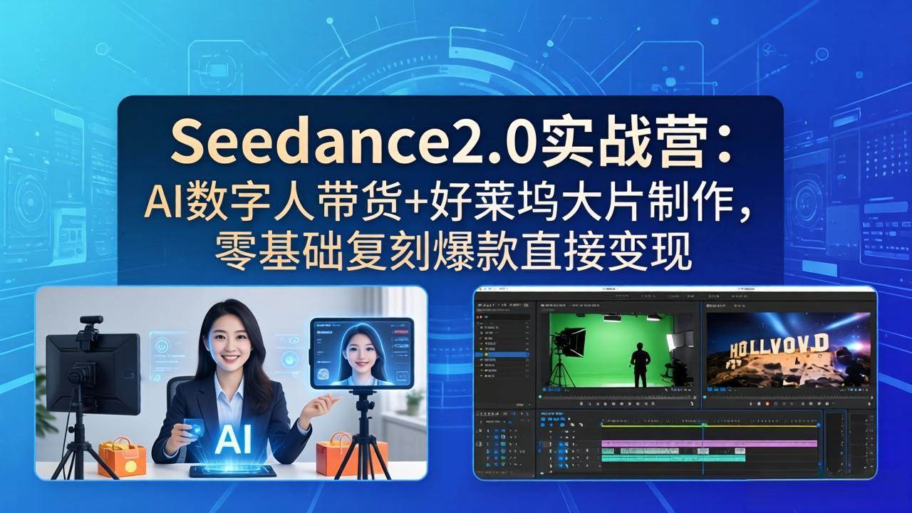 （18238期）Seedance2.0实战营：AI数字人带货+好莱坞大片制作，零基础复刻爆款直接变现-Scorpio丨网创