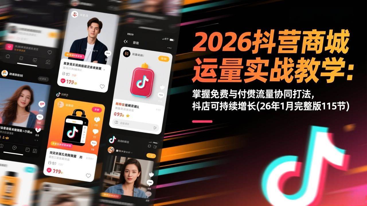 （17165期）2026抖音商城运营实战教学：掌握免费与付费流量协同打法，抖店可持续增长(26年1月完整版115节)-Scorpio丨网创