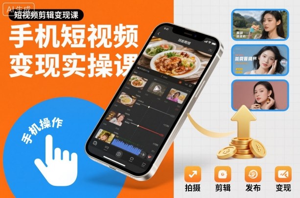 手机短视频变现实操课，短视频剪辑变现课-Scorpio丨网创