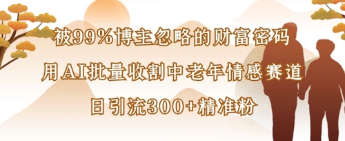 被99%博主忽略的财富密码：用AI批量收割中老年情感赛道，日引流300+精准粉-Scorpio丨网创