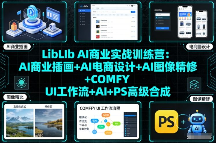 LibLIb AI商业实战训练营：AI商业插画+AI电商设计+AI图像精修+COMFY UI工作流+AI+PS高级合成-Scorpio丨网创