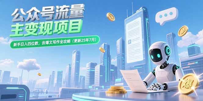 (15412期)公众号流量主变现项目,新手日入四位数,含爆文写作全攻略(更新25年7月)-Scorpio丨网创
