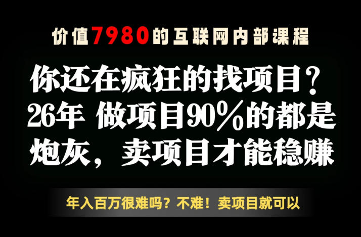 26年请不要疯狂的找项目了，卖项目远比你想象的暴利，你也可以月入10W+【揭秘】-Scorpio丨网创