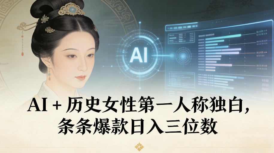 AI+历史女性第一人称独白，条条爆款日入三位数-Scorpio丨网创