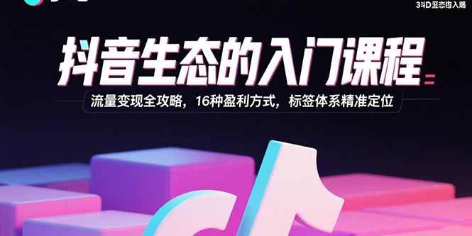 （15856期）抖音生态的入门课程：流量变现全攻略，16种盈利方式，标签体系精准定位-Scorpio丨网创