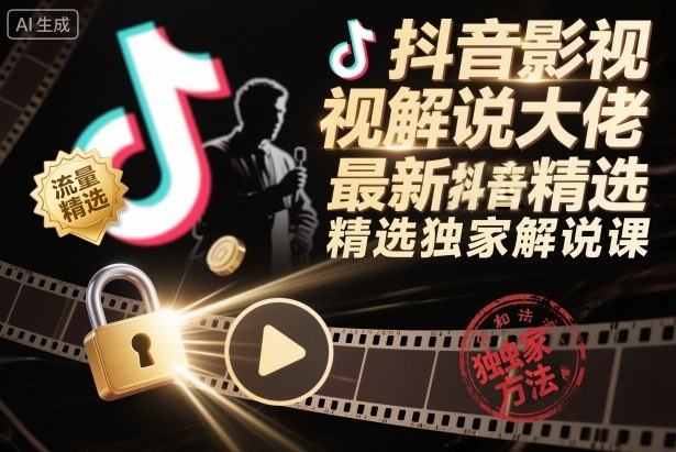 抖音影视解说大佬最新抖音进精选和独家方法，精选独家解说课（更新26年3月）-Scorpio丨网创