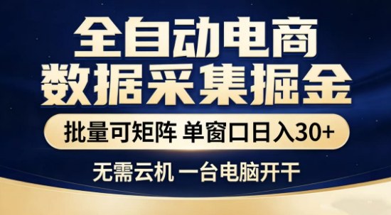独家电商数据全自动采集项目，批量可矩阵，单窗口轻松日入3张+【揭秘】-Scorpio丨网创