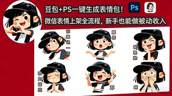 （18402期）豆包+PS一键生成表情包！微信表情上架全流程，新手也能做被动收入-Scorpio丨网创